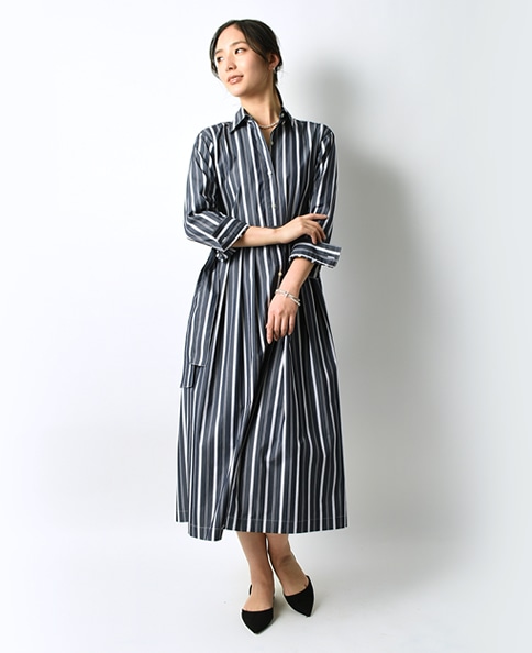 ワンピース 38サイズ 9号 ブルー系 レディース メーカーズシャツ鎌倉 公式通販 日本製ワイシャツ ニットシャツ ネクタイ ブラウス