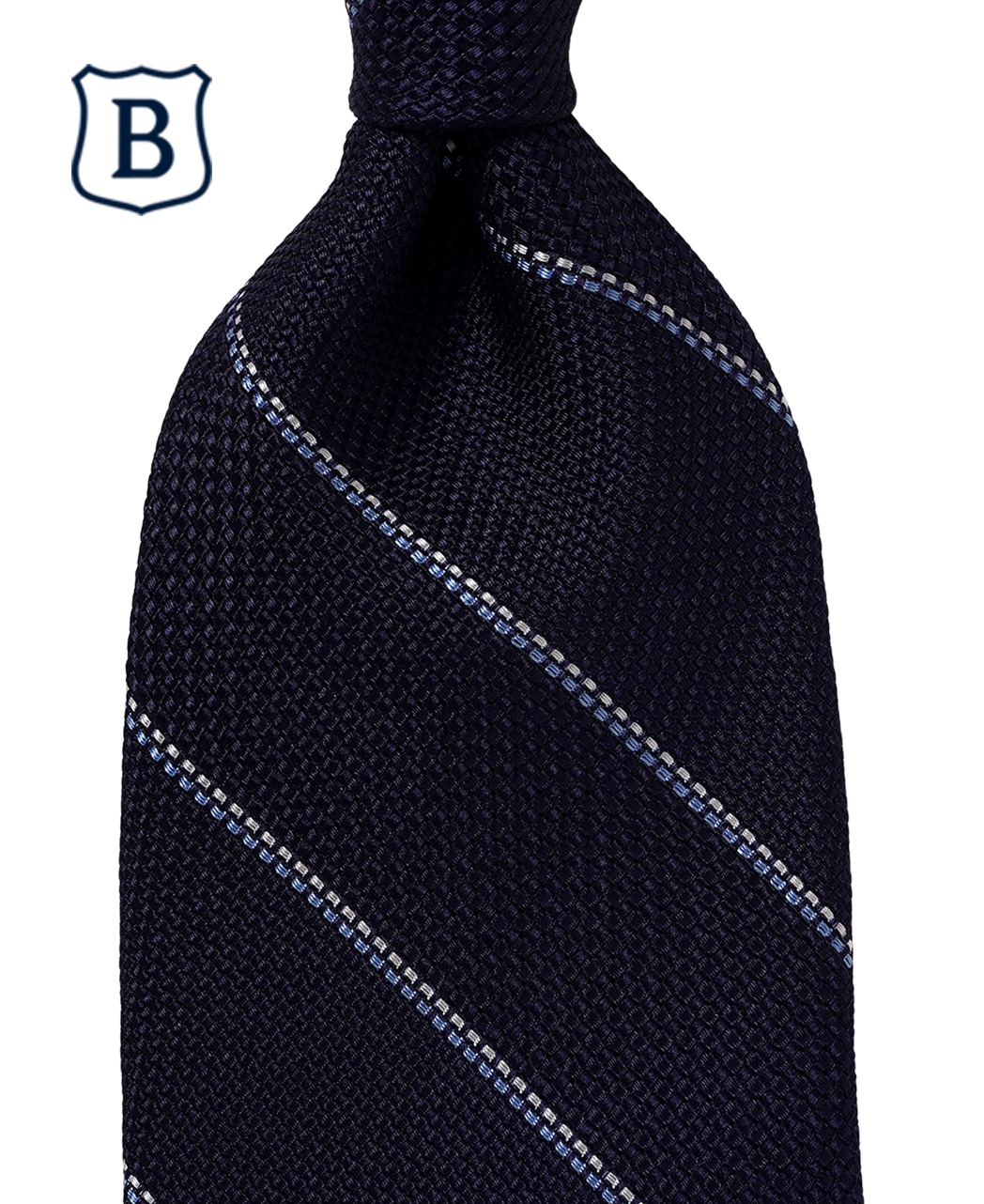 ブルー系/レジメンタル(ストライプ)/シルク/BREUER