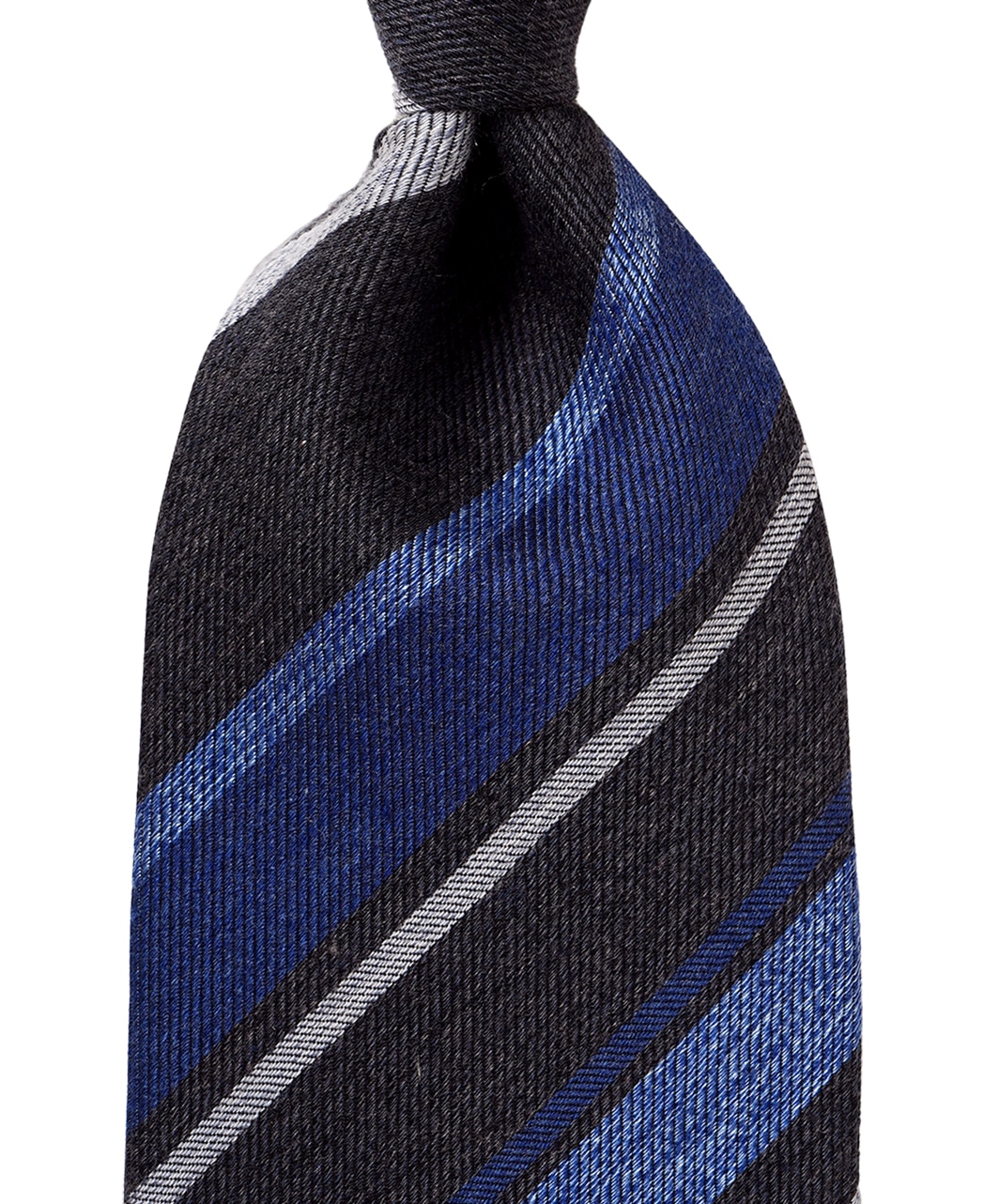 ブルー系/レジメンタル(ストライプ)/ウールシルク/Italian Collection