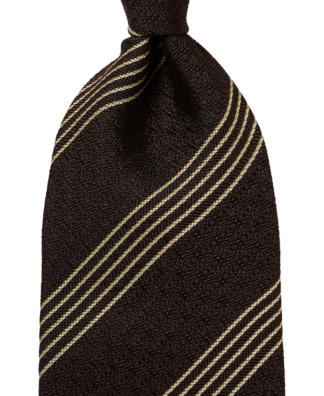 ブラウン系/レジメンタル(ストライプ)/シルク/博多伝統柄×八女茶