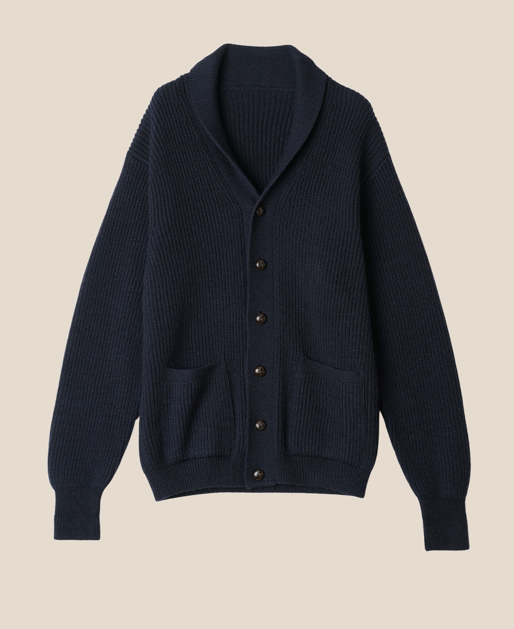 5Gショールカラーカーディガン(XL ネイビー系): メンズ｜メーカーズ