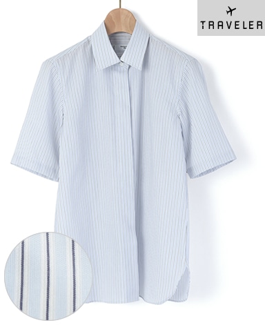 半袖比翼シャツ/SMART CLOTH 平織り