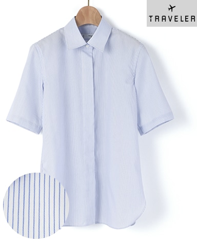 半袖比翼シャツ/SMART CLOTH ツイル
