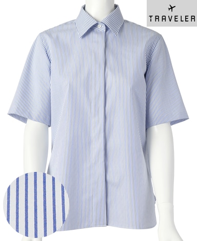 半袖比翼シャツ/SMART CLOTH ツイル