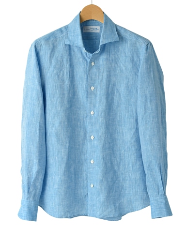リネンシャツ 37 ブルー系 メンズ メーカーズシャツ鎌倉 公式通販 日本製ワイシャツ ニットシャツ ネクタイ ブラウス