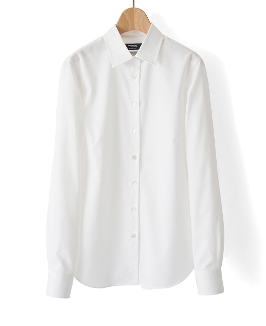 スリムシャツ(34サイズ / 5号 白): レディース | メーカーズシャツ鎌倉 公式通販 | 日本製ワイシャツ オーダーシャツ ビジネスシャツ  カッターシャツ ニットシャツ オフィスカジュアル ネクタイ ブラウス