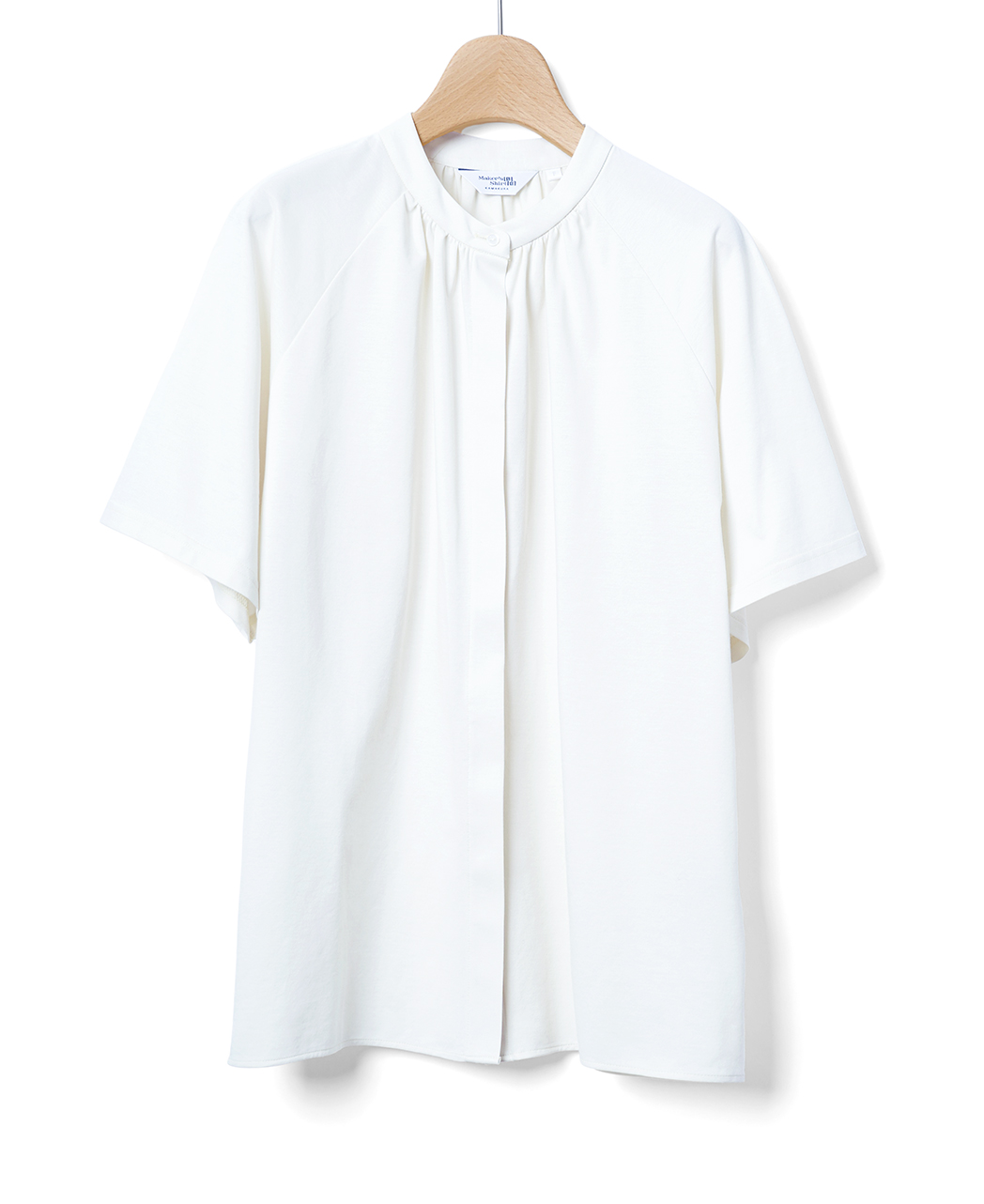 半袖シャツ/スタンドギャザー