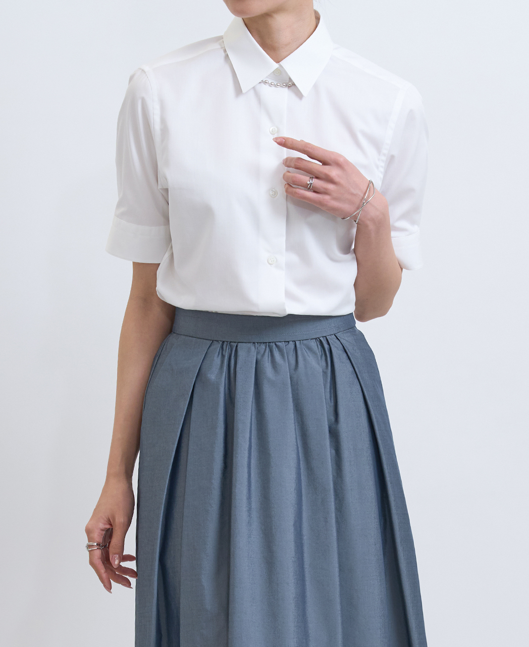 半袖シャツ / 3月下旬発送予定/ボックスプリーツ