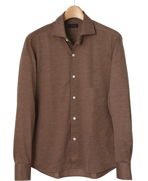 ニットシャツ S ブラウン系 メンズ メーカーズシャツ鎌倉 公式通販 日本製ワイシャツ ニットシャツ ネクタイ ブラウス