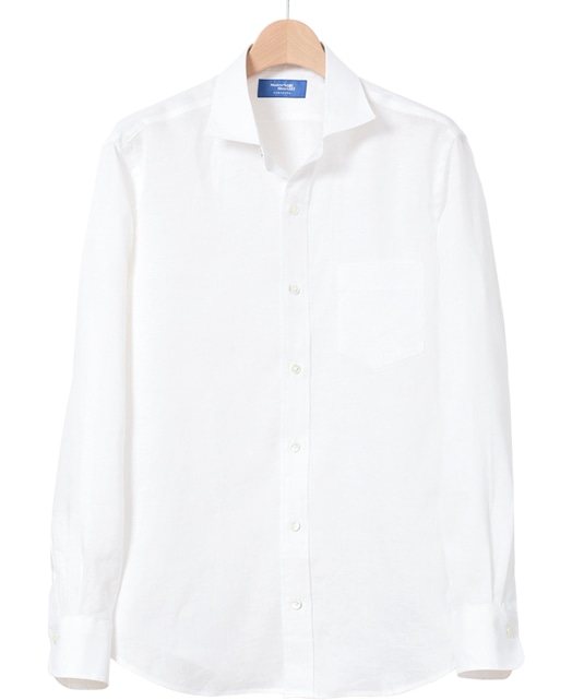 DRESS ドレス カジュアルシャツ M 青x白(ストライプ)ボタン袖丈