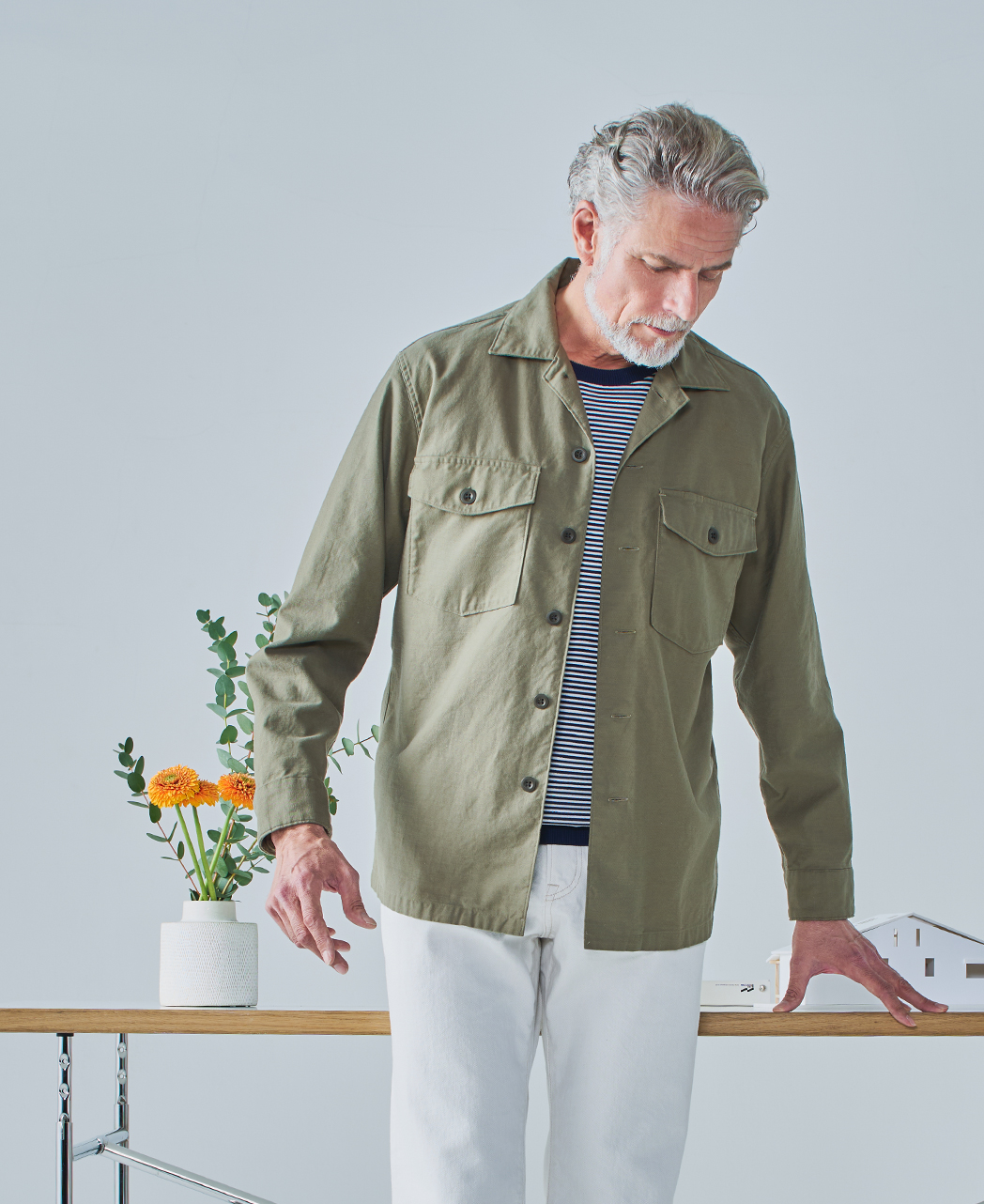 カジュアルシャツ / 4月下旬入荷予定/オープンカラー/バックサテン