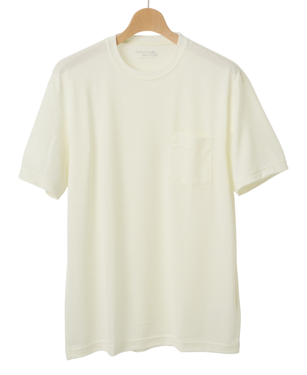 メリノウールTシャツ/ポケット付き / 白