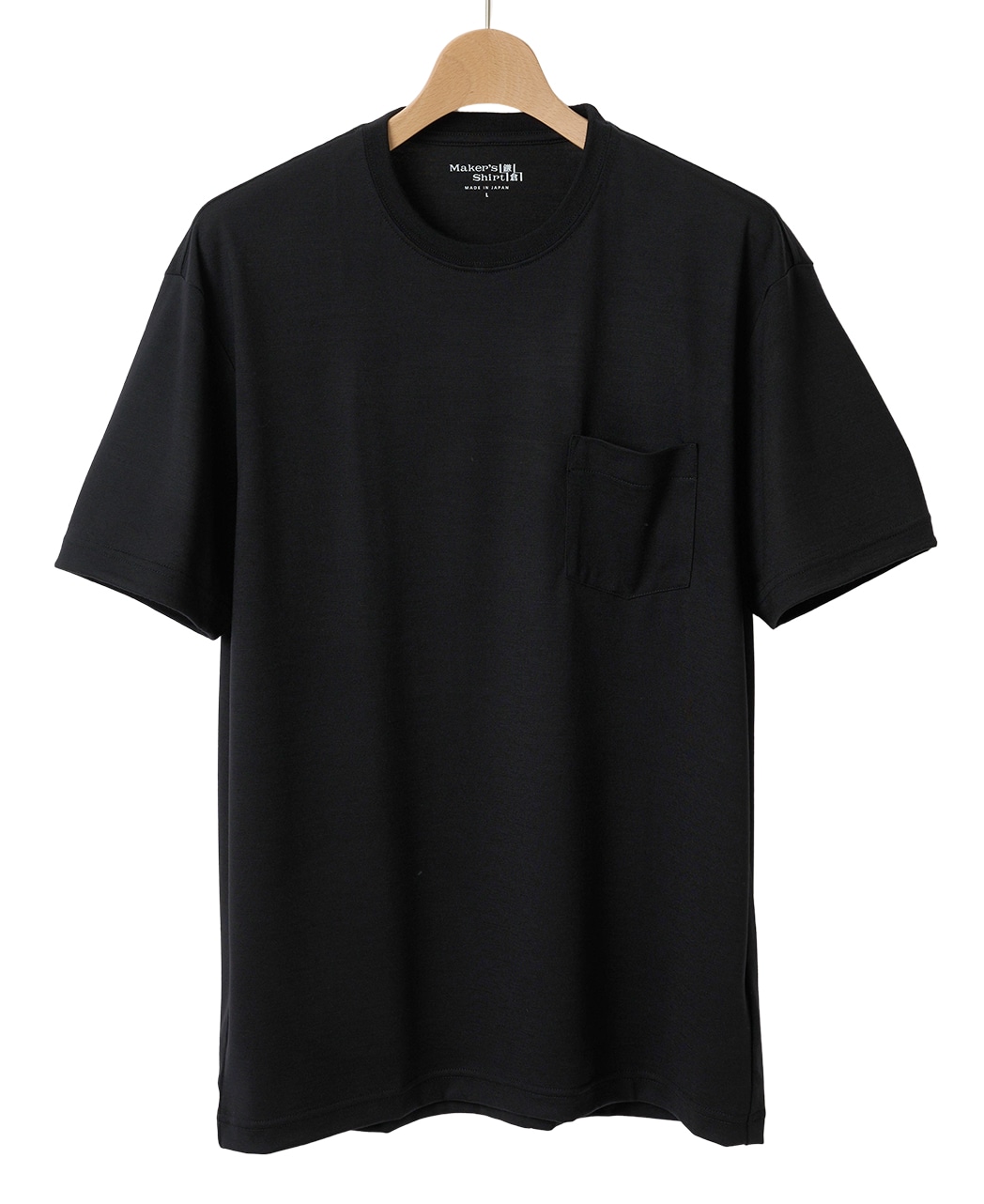 メリノウールTシャツ/ポケット付き / ブラック系