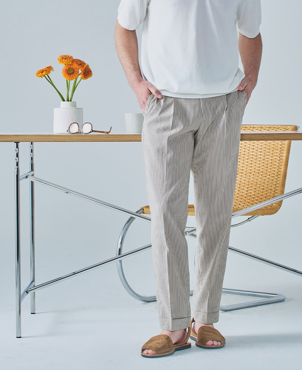 ドローコードスラックス/シアサッカー/セットアップ着用可