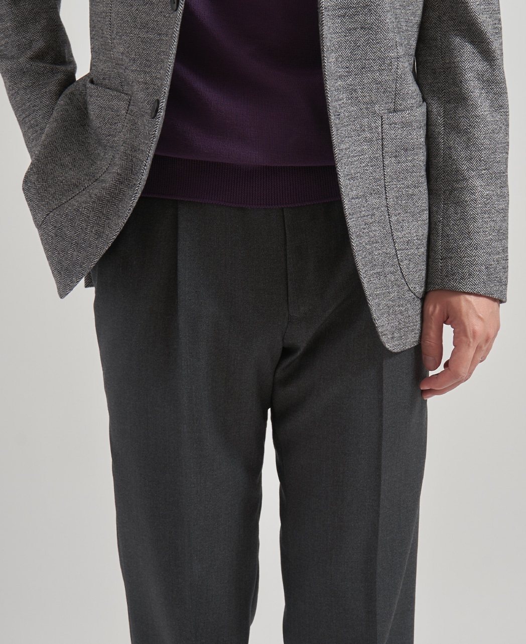 ウールスラックス(1タック)/CANONICO/ラスティックツイル